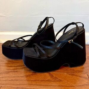 Arezzo Black Strappy Platform Heels